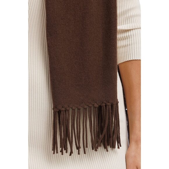 5817 Women's 100% Cashmere Knit Scarf With Fringe Detail; Super Soft And Warm - Picture 2 of 6